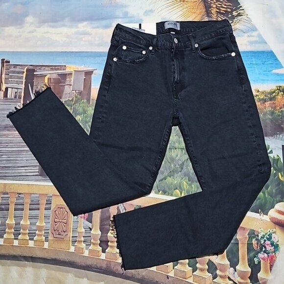 Agolde Raw Hem Black Straight Jeans Size 27 New - Picture 2 of 12